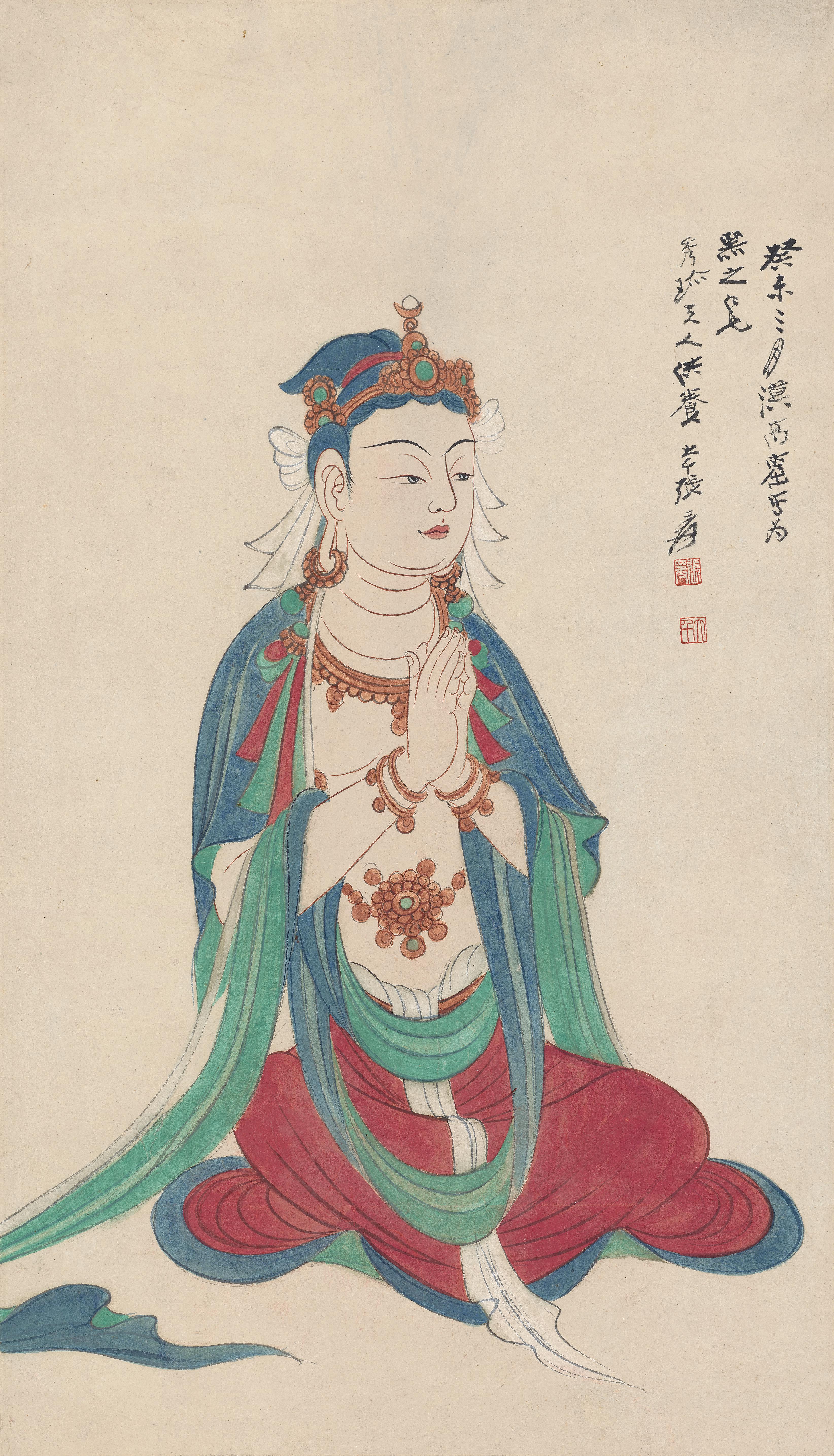 Tọa Tượng Bồ Tát Quan Âm Đồ